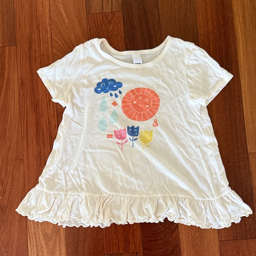 Harper Canyon White Tee with Sun and Cloud Graphic